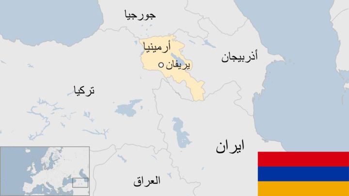 خريطة أرمينيا و الدول المجاورة