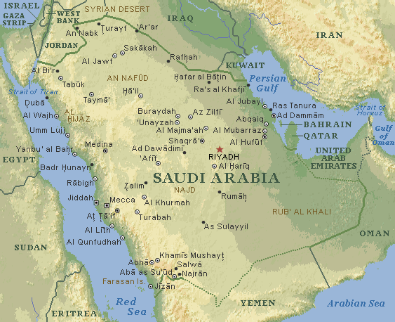 خريطة السعودية التفصيلية كاملة