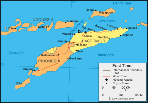 خريطة تيمور الشرقية الإدارية