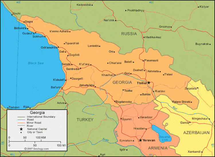 خريطة جورجيا التفصيلية