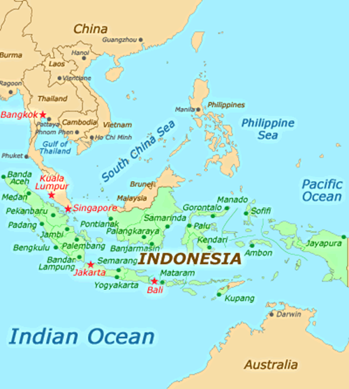خريطة إندونيسيا باللغة الإنجليزية