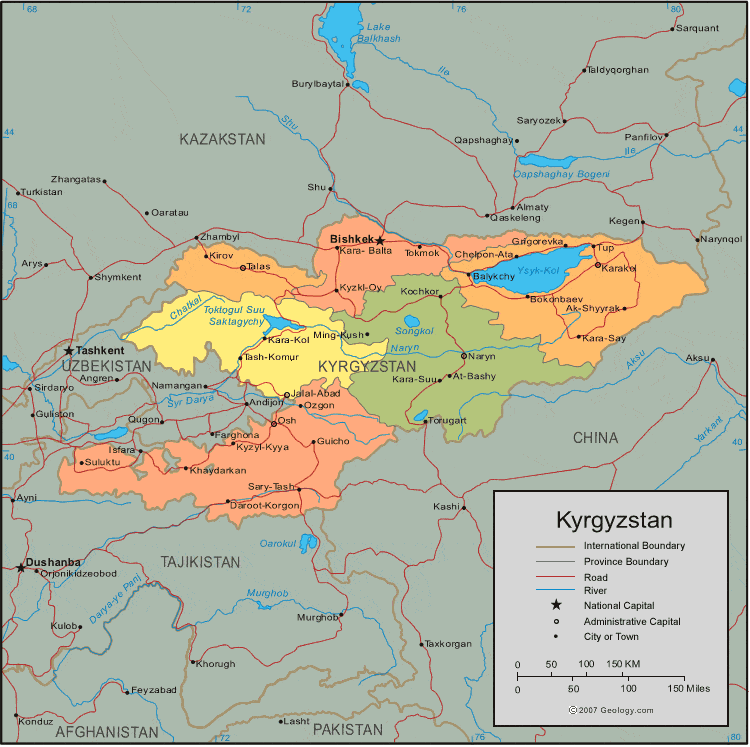 خريطة قيرغيزستان التفصيلية