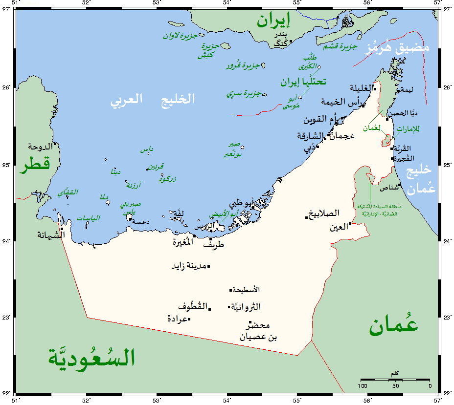 خريطة الإمارات الإقليمية التفصيلية