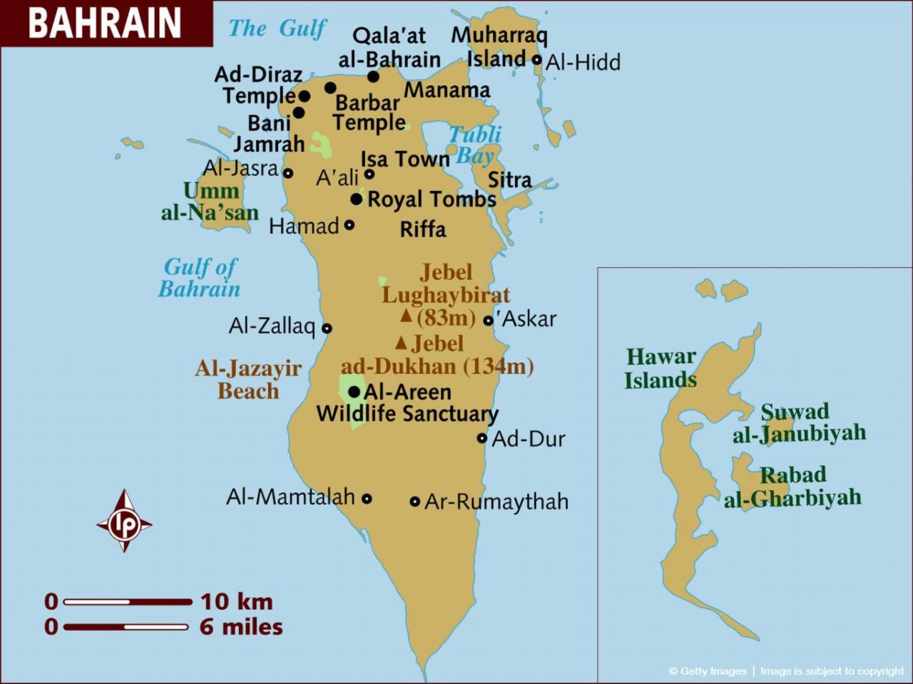 خريطة البحرين باللغة الإنجليزية