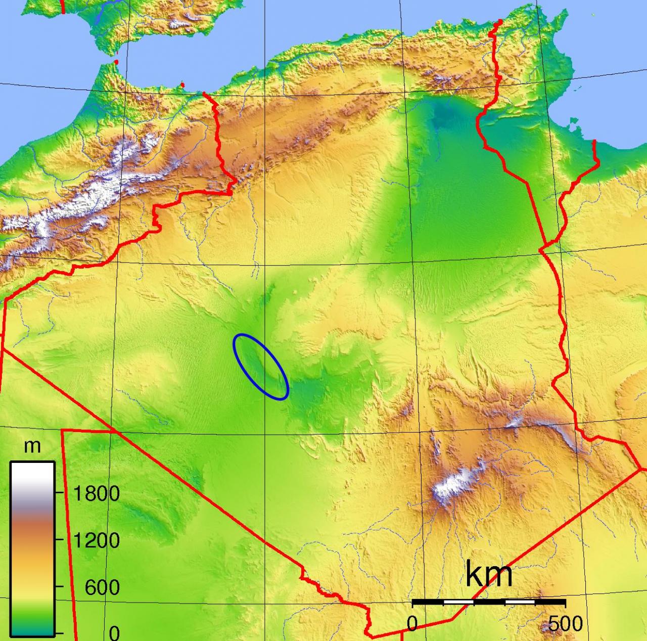 خريطة الجزائر الطبيعية