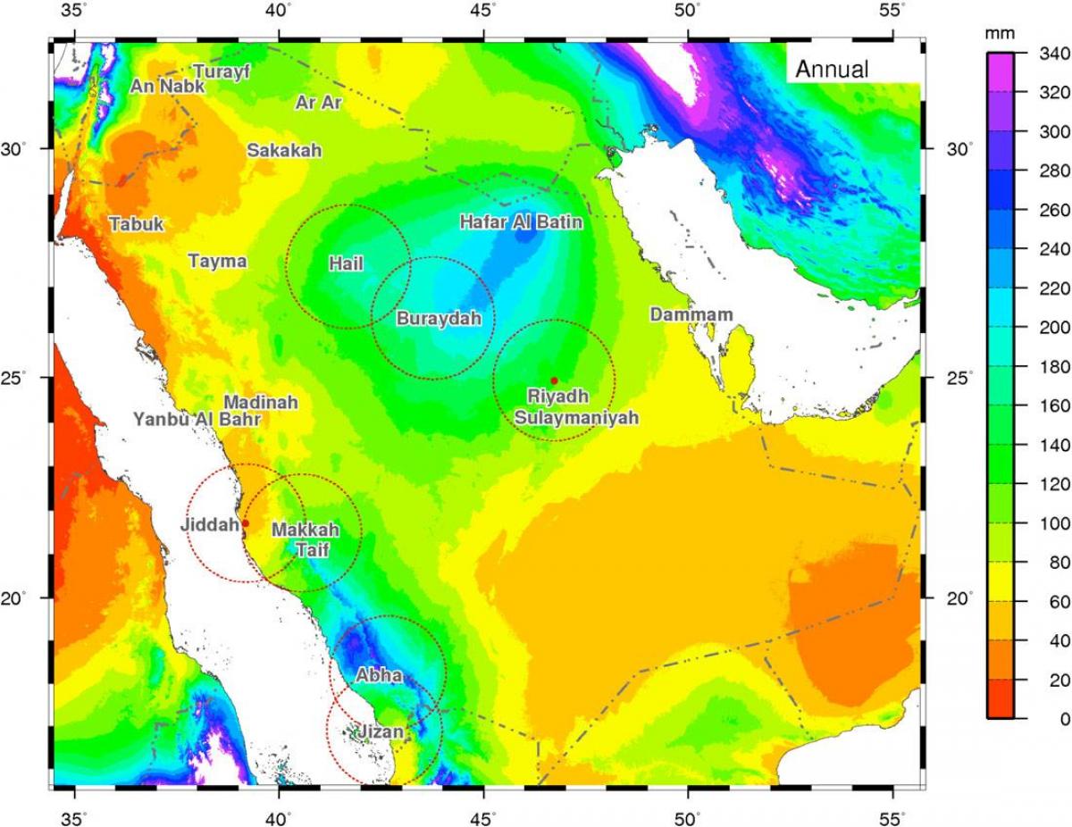 خريطة السعودية المناخية