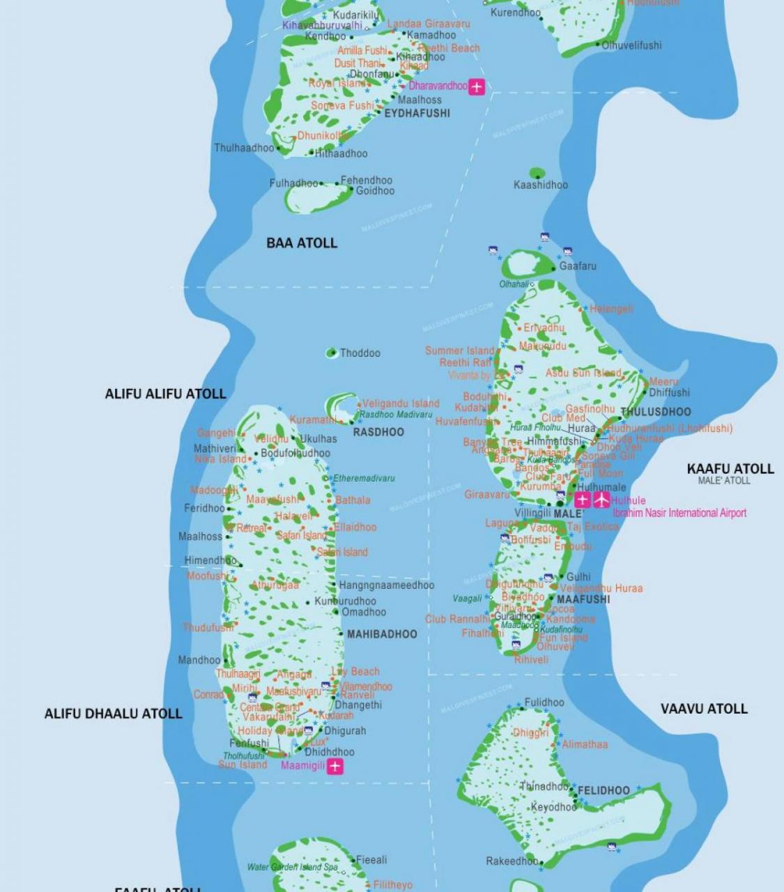 خريطة مطارات المالديف
