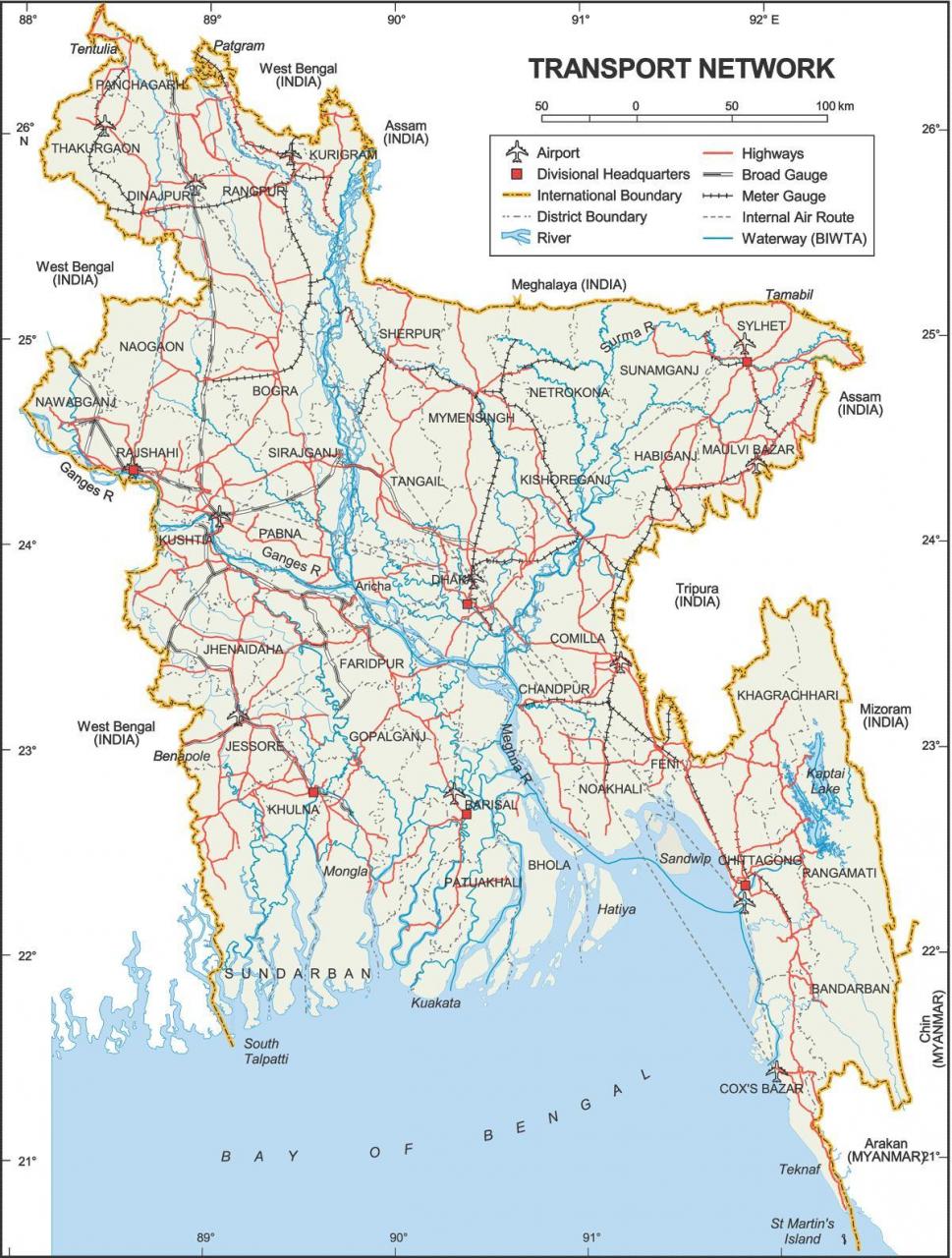 خريطة بنغلاديش السياحية