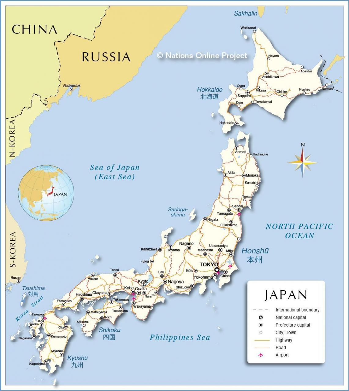 خريطة اليابان بالانجليزي