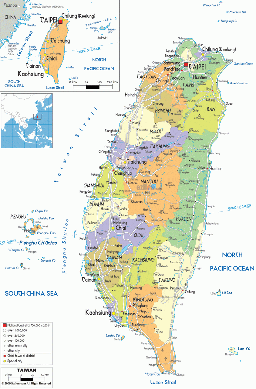 خريطة تايوان السُكانية