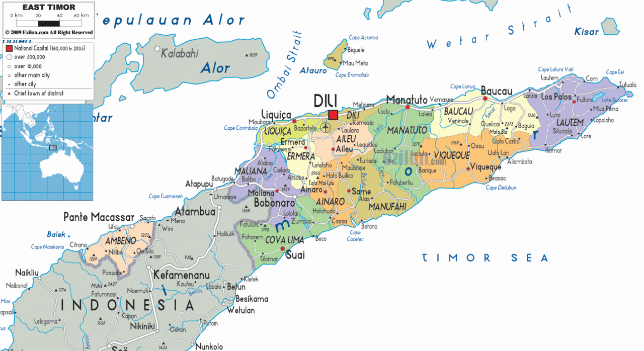 خريطة تيمور الشرقية السُكانية