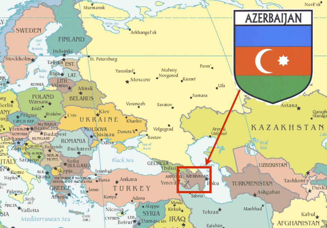 خريطة اذربيجان و حدودها