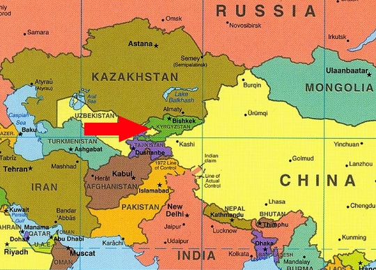 خريطة قيرغيزستان الحدودية