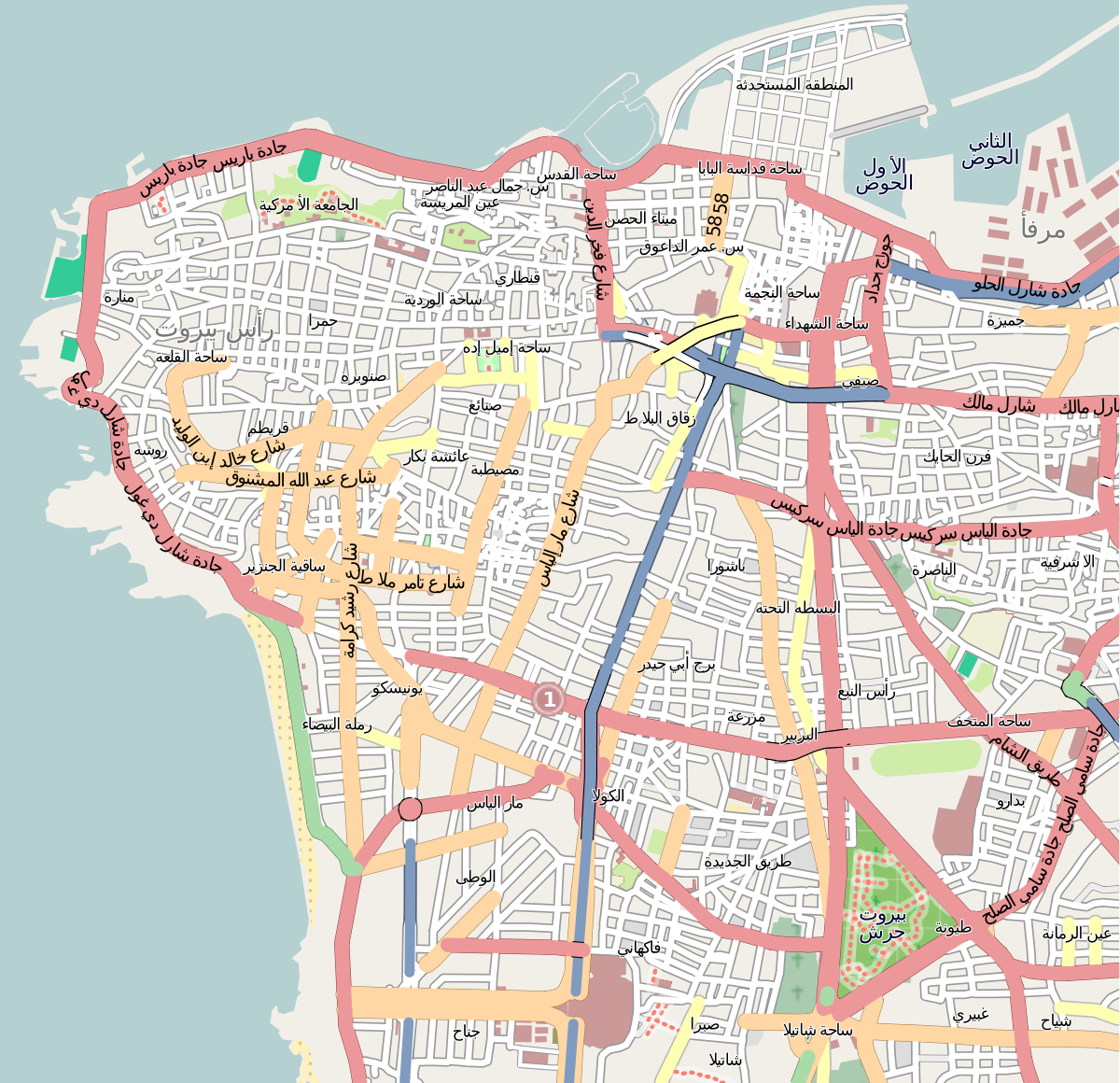 خريطة لبنان بيروت