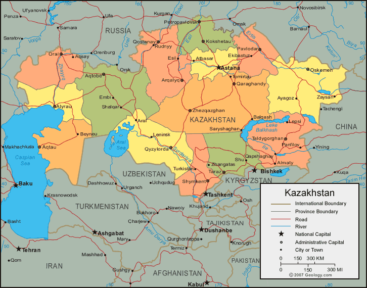 خريطة كازاخستان التفصيلية
