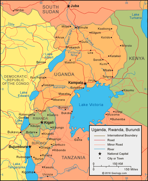 خريطة أوغندا التفصيلية