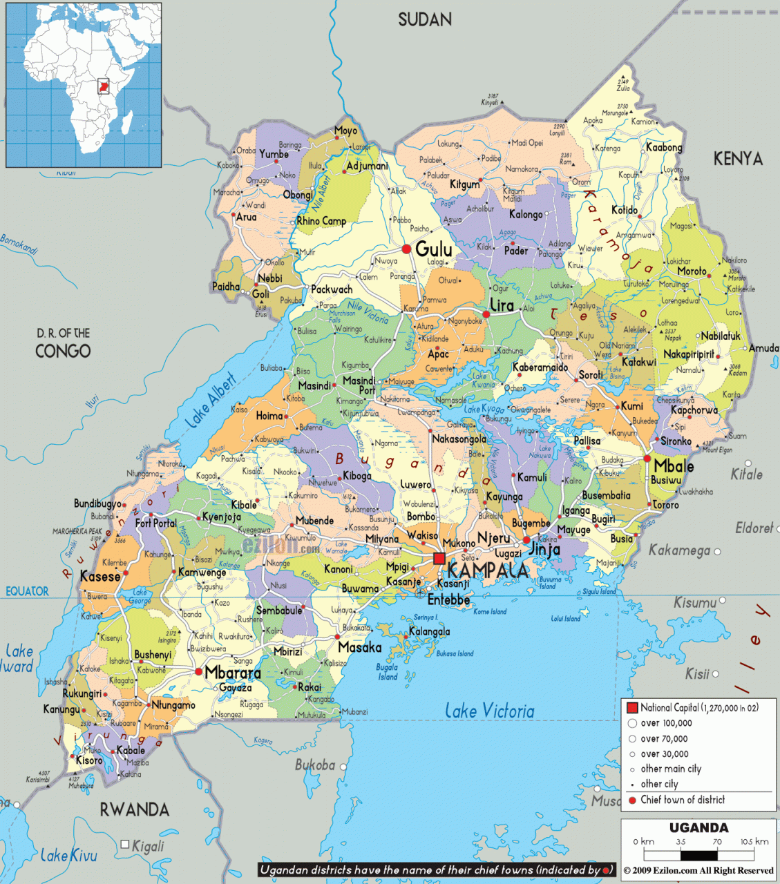 خريطة أوغندا السُكانية