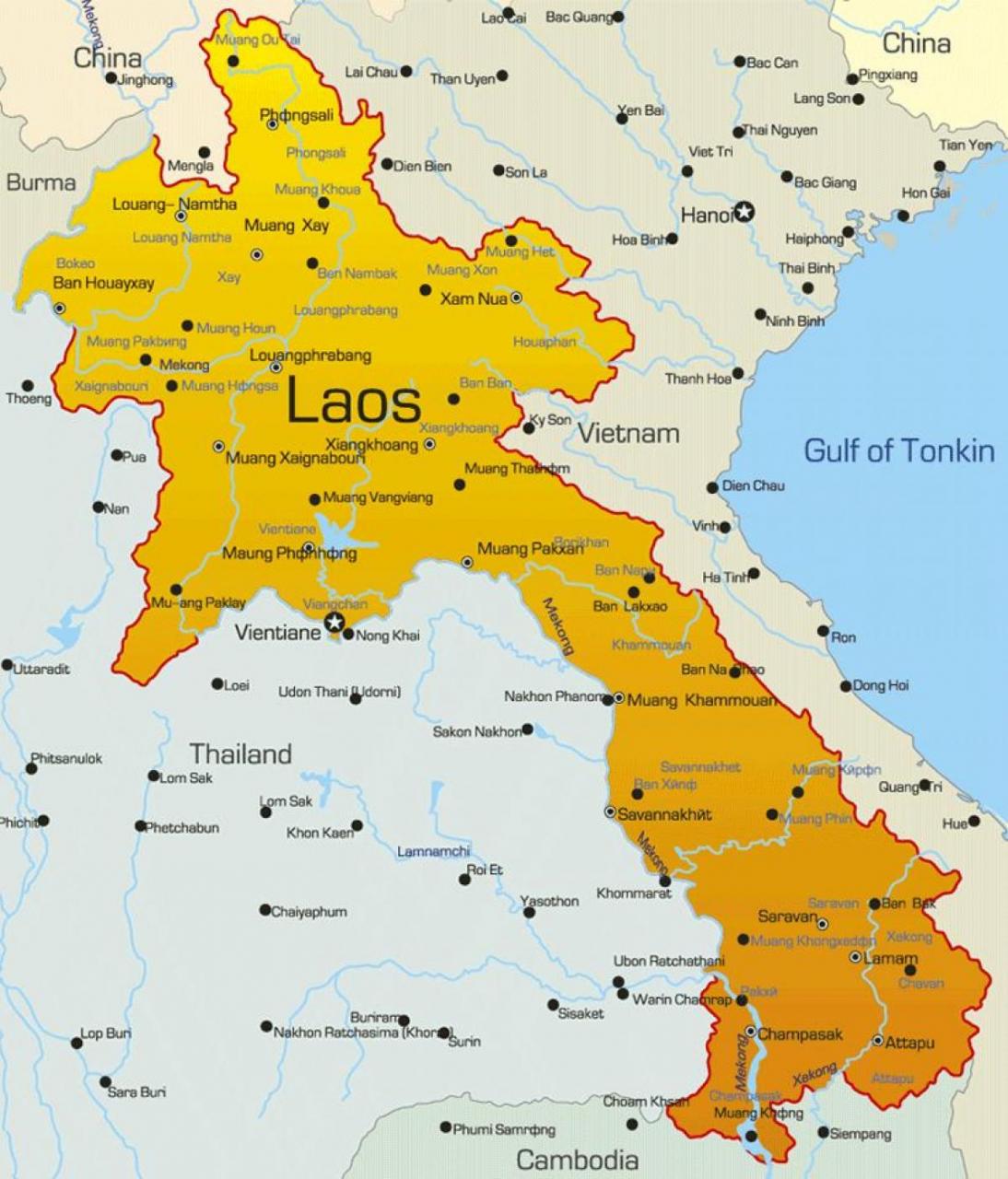 خريطة لاوس بالانجليزي