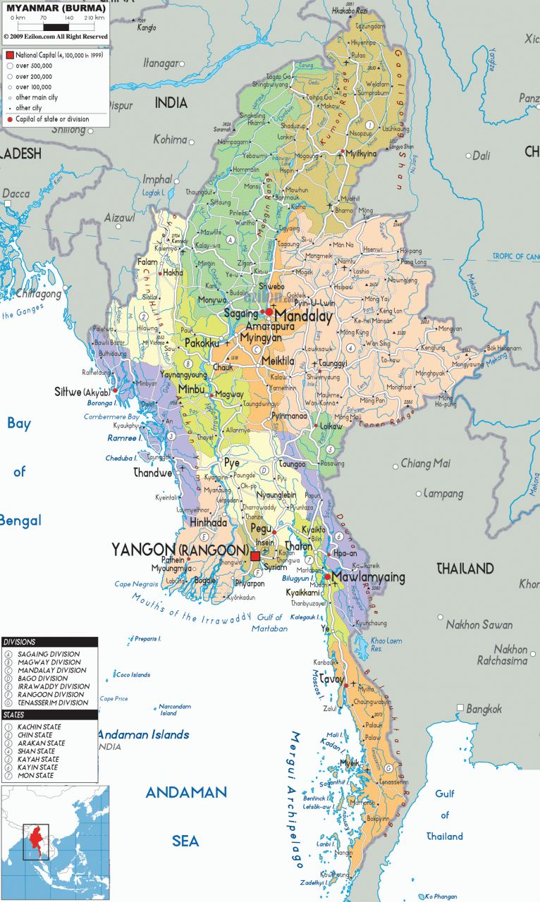 خريطة ميانمار السُكانية