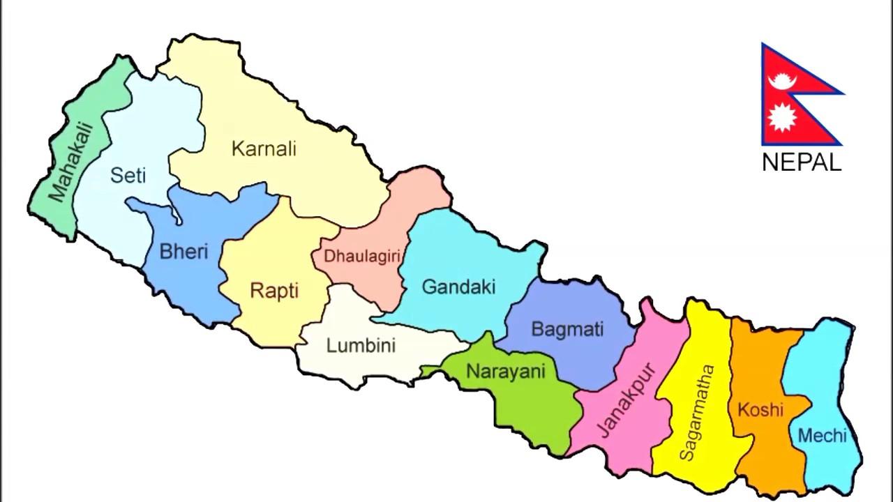 خريطة نيبال بالانجليزي
