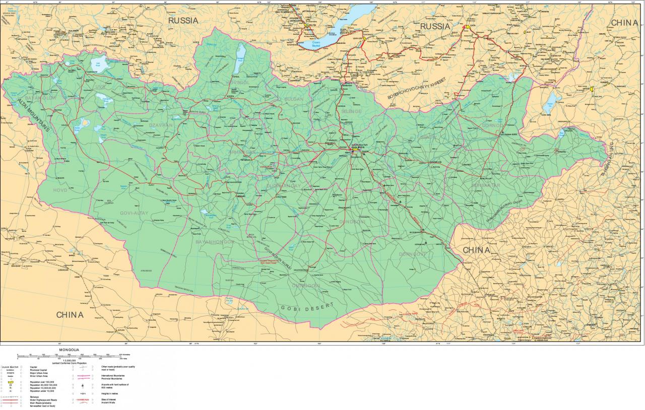 خريطة منغوليا التفصيلية