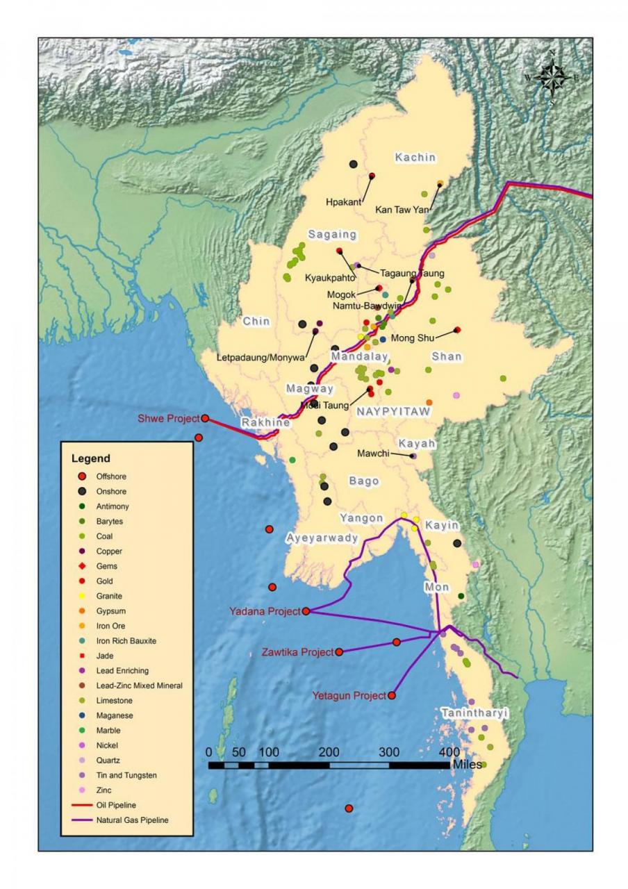 خريطة موارد ميانمار الطبيعية