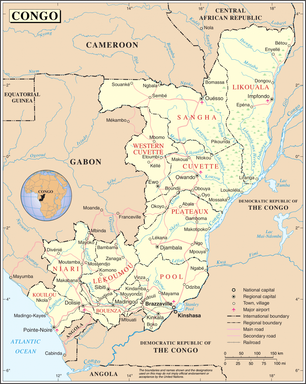 خريطة الكونغو الديمقراطية التفصيلية