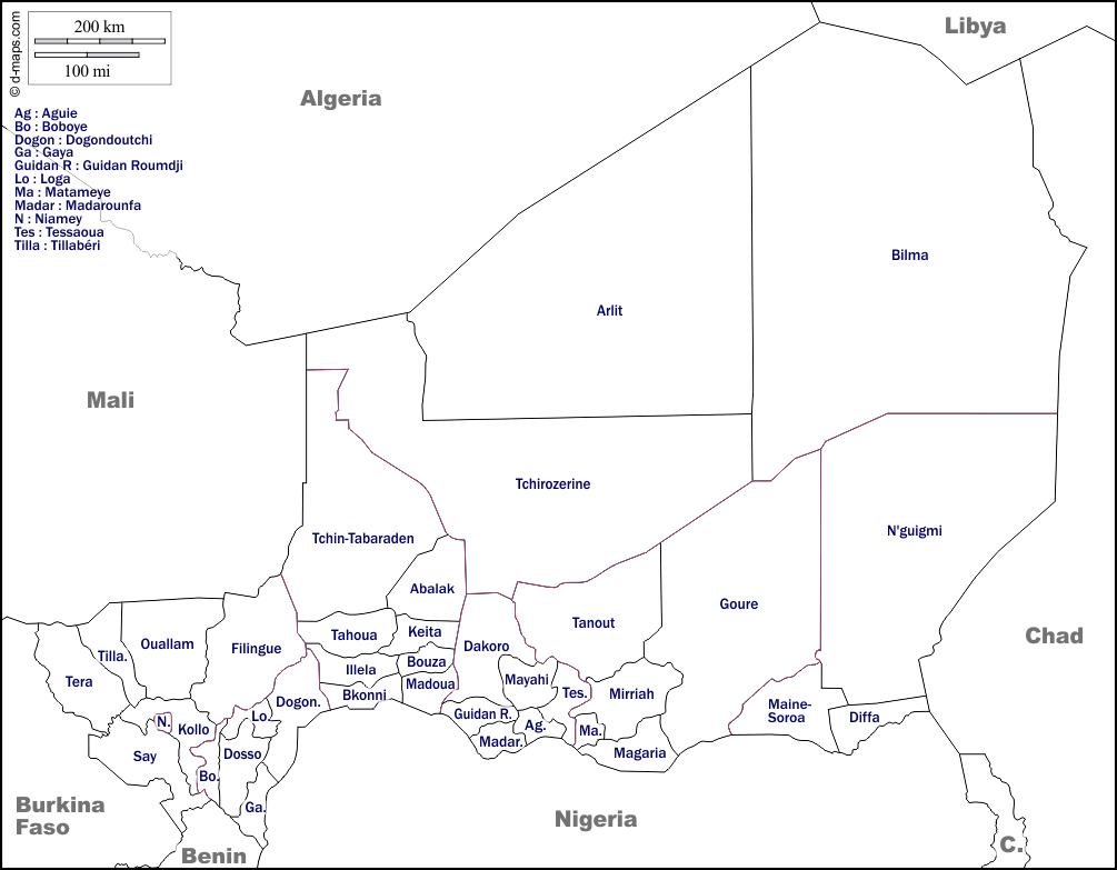خريطة النيجر التفصيلية