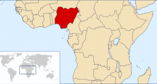 موقع نيجيريا على خريطة قارة افريقيا