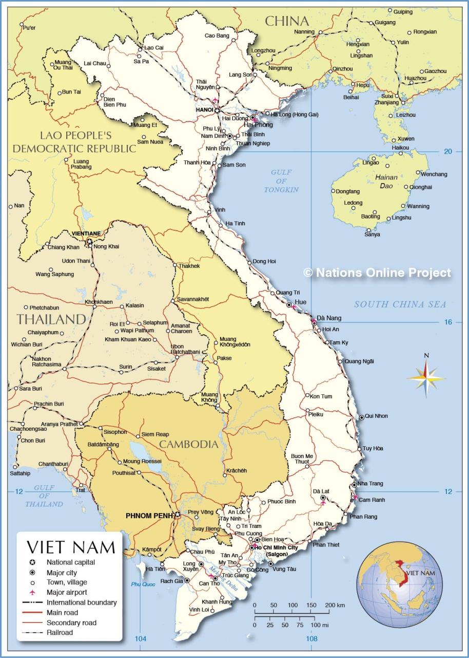 خريطة فيتنام و حدودها